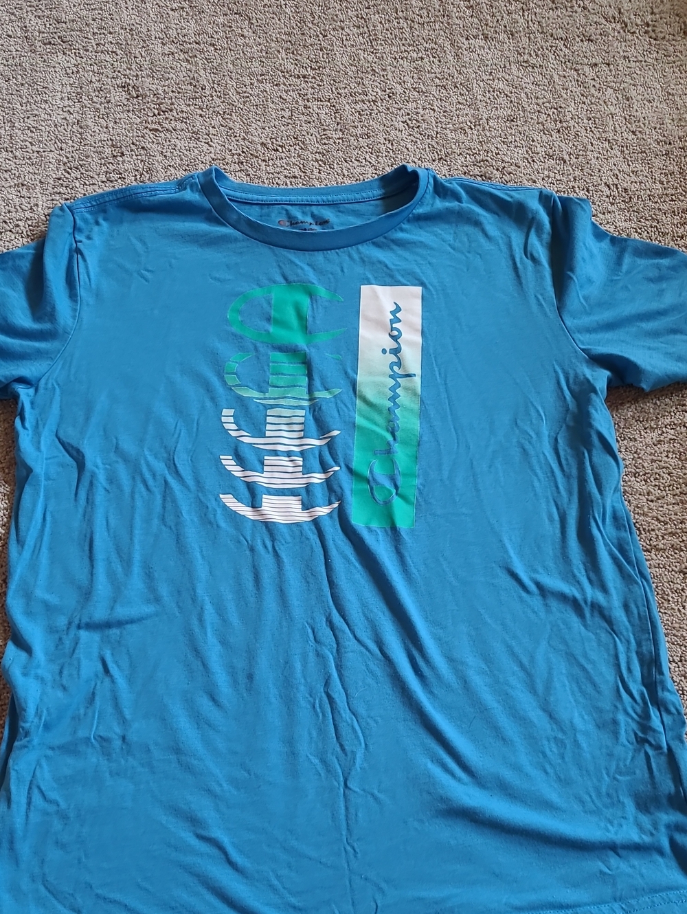 Champion Boy's Teal Blue Short Sleeve Logo Tee